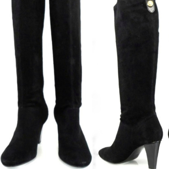 COACH “Mina” Black Suede Leather Boot Pull-on New In Box Elegant - Picture 1 of 17